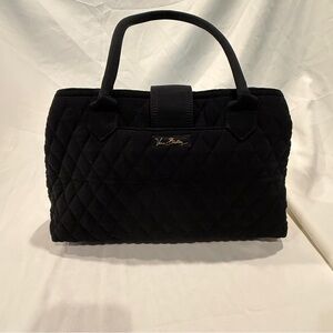 Vera Bradley Quilted Buckle Flap Micro Fiber Satchel Shoulder Bag in Black